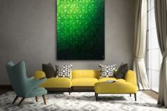 Drew-Brophy-Green-Flower-of-Life-Painting-in-Situ-60-x-48-Canvas-Mixed-Media