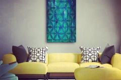 Drew-Brophy-Green-and-Blue-Flower-of-Life-painting-on-wall