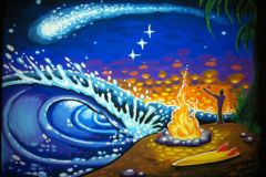 6_Night_Scene_with_Comet_Ison_painting_by_Drew_Brophy_6x8_paint_pen_on_canvas_board_Sept_2013_20x20challenge