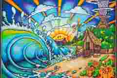 kids-beach-original-painting-on-canvas-by-drew-brophy-august-2011
