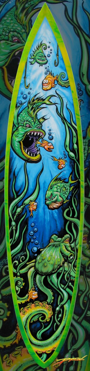 Custom Painted Surfboard Fine Art By Drew Brophy